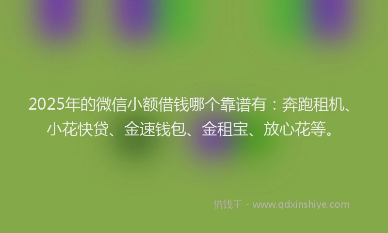 2025年的微信小额借钱哪个靠谱有：奔跑租机、小花快贷、金速钱包、金租宝、放心花等。