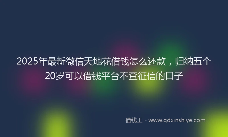 2025年最新微信天地花借钱怎么还款，归纳五个20岁可以借钱平台不查征信的口子