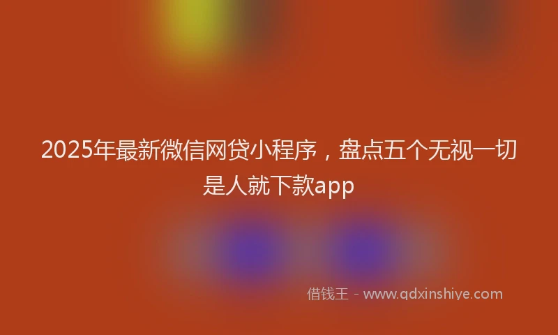 2025年最新微信网贷小程序，盘点五个无视一切是人就下款app