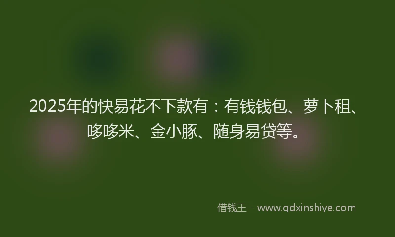 2025年的快易花不下款有：有钱钱包、萝卜租、哆哆米、金小豚、随身易贷等。