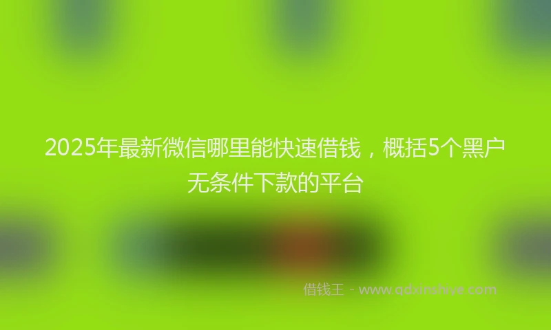 2025年最新微信哪里能快速借钱，概括5个黑户无条件下款的平台