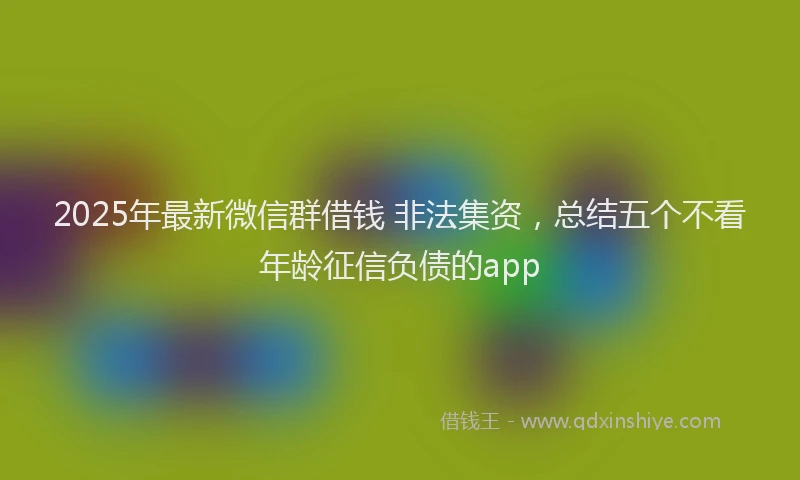 2025年最新微信群借钱 非法集资，总结五个不看年龄征信负债的app