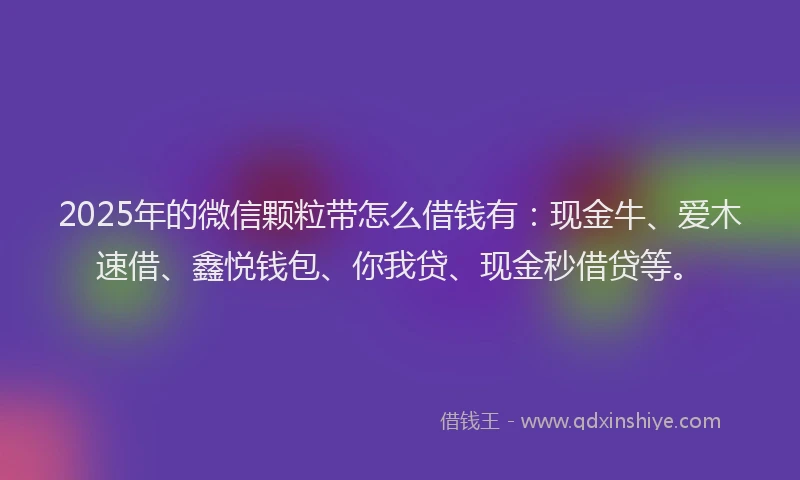 2025年的微信颗粒带怎么借钱有：现金牛、爱木速借、鑫悦钱包、你我贷、现金秒借贷等。