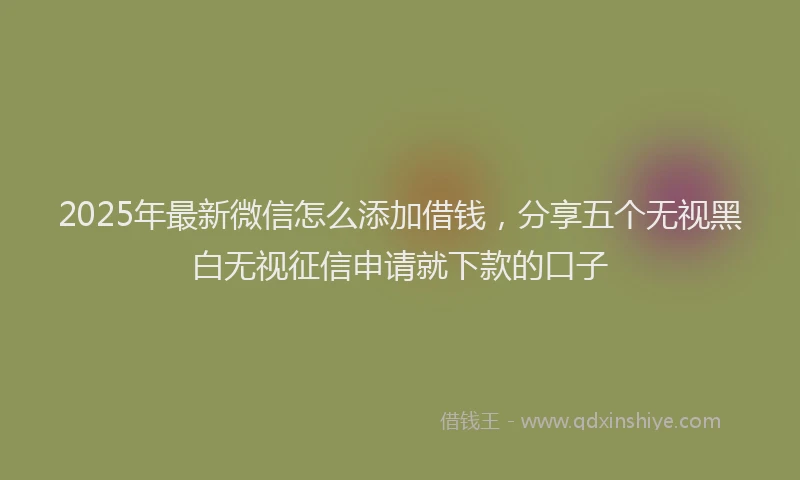 2025年最新微信怎么添加借钱，分享五个无视黑白无视征信申请就下款的口子