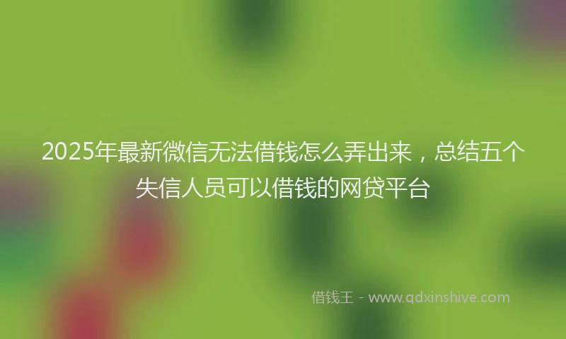 2025年最新微信无法借钱怎么弄出来，总结五个失信人员可以借钱的网贷平台