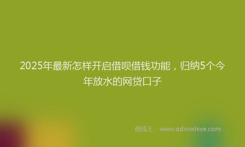2025年最新怎样开启借呗借钱功能，归纳5个今年放水的网贷口子