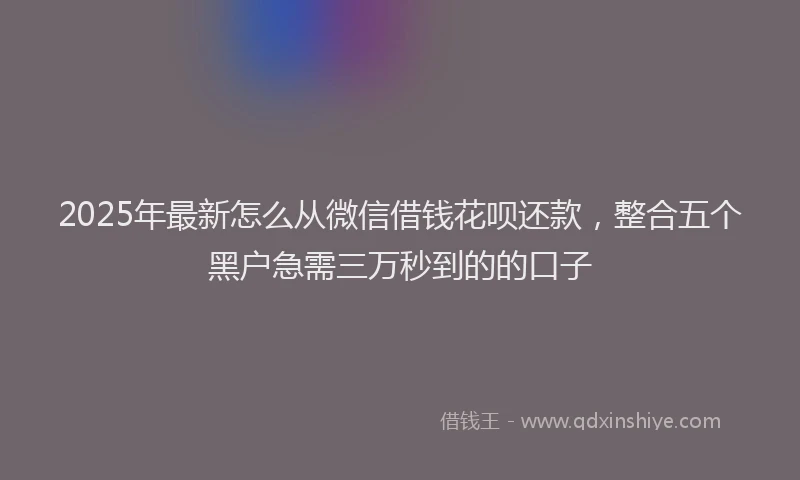 2025年最新怎么从微信借钱花呗还款，整合五个黑户急需三万秒到的的口子