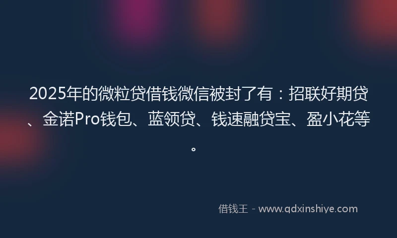 2025年的微粒贷借钱微信被封了有：招联好期贷、金诺Pro钱包、蓝领贷、钱速融贷宝、盈小花等。