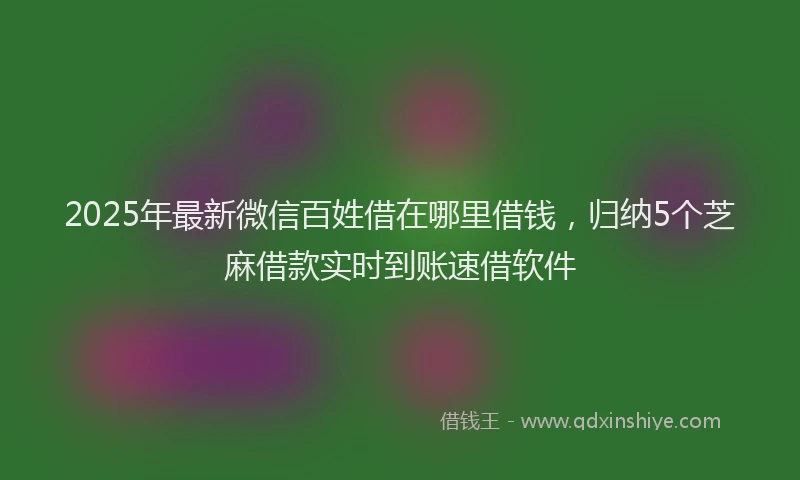 2025年最新微信百姓借在哪里借钱，归纳5个芝麻借款实时到账速借软件