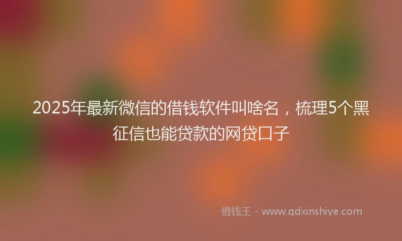 2025年最新微信的借钱软件叫啥名，梳理5个黑征信也能贷款的网贷口子