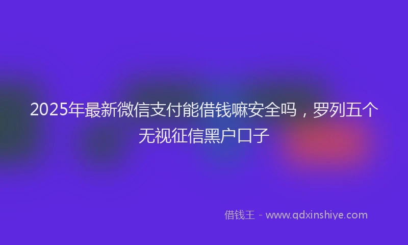 2025年最新微信支付能借钱嘛安全吗，罗列五个无视征信黑户口子