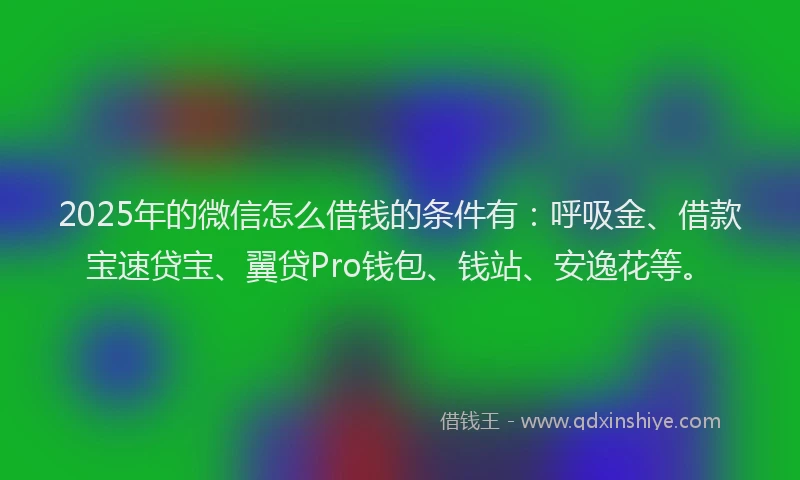 2025年的微信怎么借钱的条件有：呼吸金、借款宝速贷宝、翼贷Pro钱包、钱站、安逸花等。