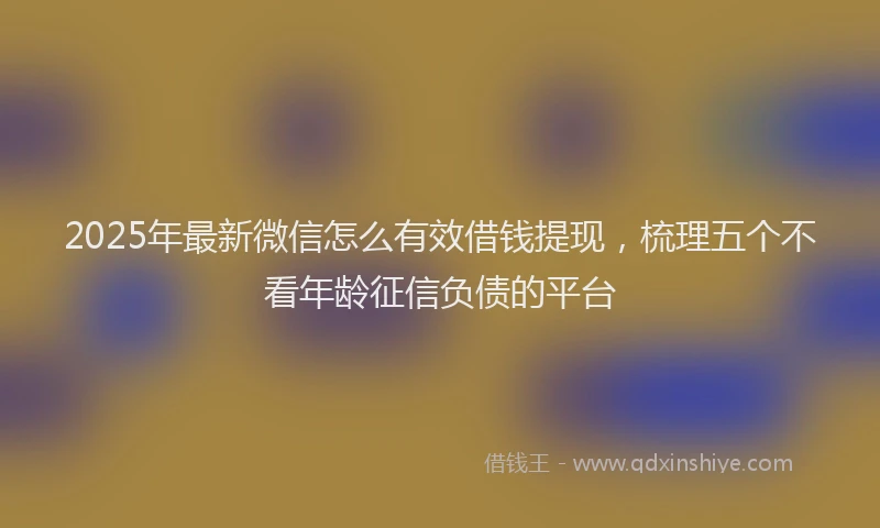 2025年最新微信怎么有效借钱提现，梳理五个不看年龄征信负债的平台