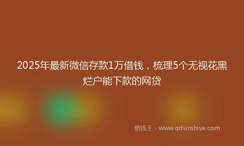 2025年最新微信存款1万借钱，梳理5个无视花黑烂户能下款的网贷