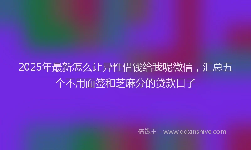 2025年最新怎么让异性借钱给我呢微信，汇总五个不用面签和芝麻分的贷款口子