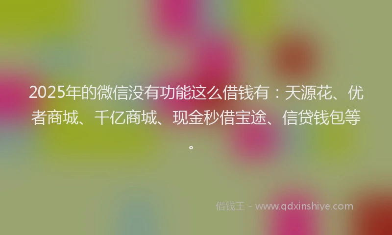 2025年的微信没有功能这么借钱有：天源花、优者商城、千亿商城、现金秒借宝途、信贷钱包等。