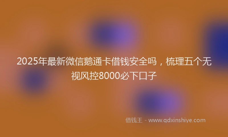 2025年最新微信鹅通卡借钱安全吗，梳理五个无视风控8000必下口子