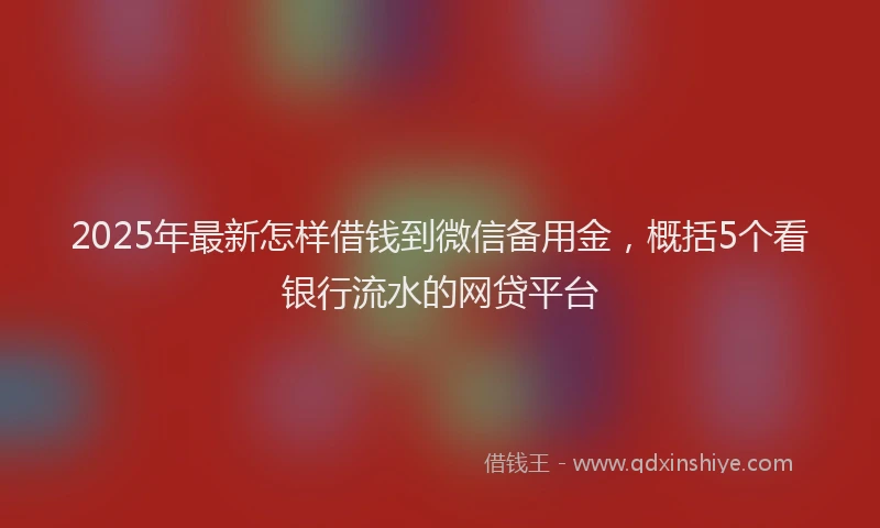 2025年最新怎样借钱到微信备用金，概括5个看银行流水的网贷平台