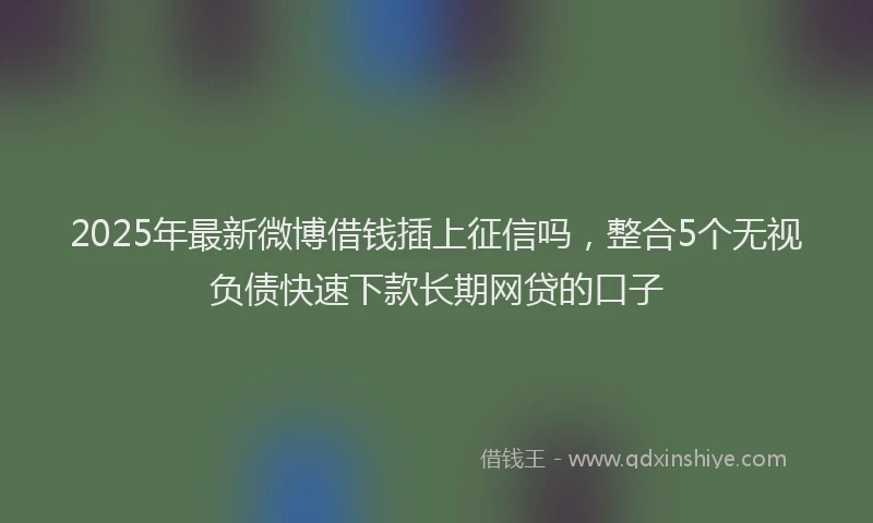 2025年最新微博借钱插上征信吗，整合5个无视负债快速下款长期网贷的口子
