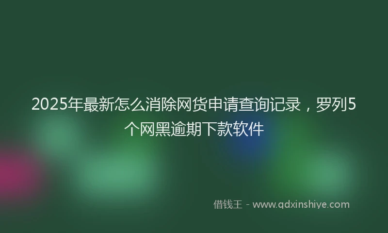 2025年最新怎么消除网货申请查询记录，罗列5个网黑逾期下款软件