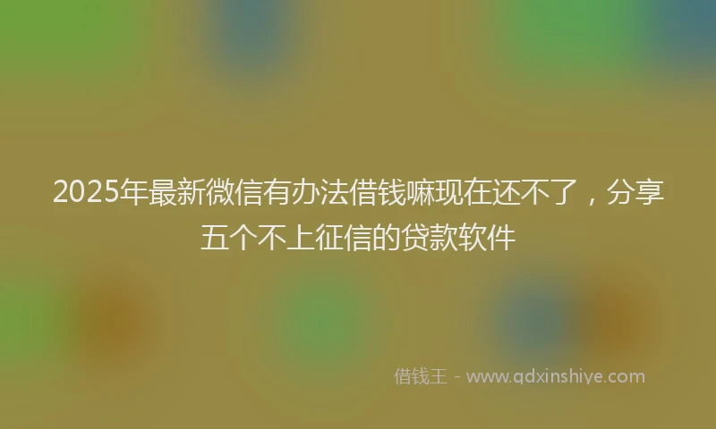 2025年最新微信有办法借钱嘛现在还不了，分享五个不上征信的贷款软件