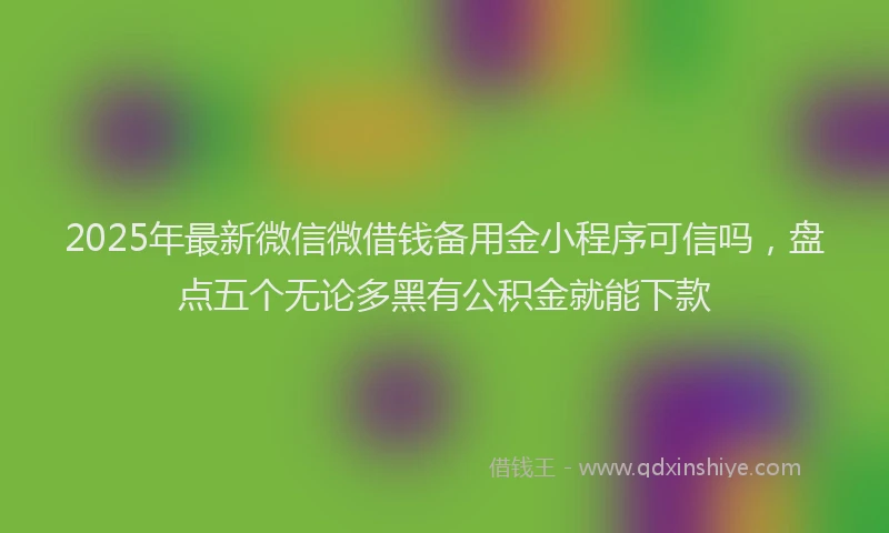 2025年最新微信微借钱备用金小程序可信吗，盘点五个无论多黑有公积金就能下款