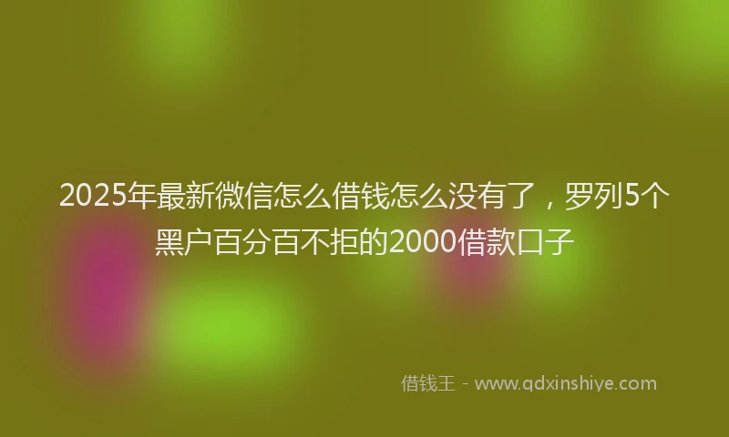 2025年最新微信怎么借钱怎么没有了，罗列5个黑户百分百不拒的2000借款口子