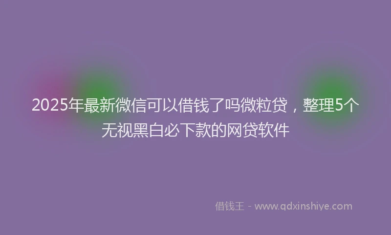 2025年最新微信可以借钱了吗微粒贷，整理5个无视黑白必下款的网贷软件