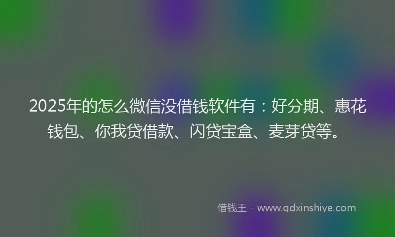 2025年的怎么微信没借钱软件有：好分期、惠花钱包、你我贷借款、闪贷宝盒、麦芽贷等。