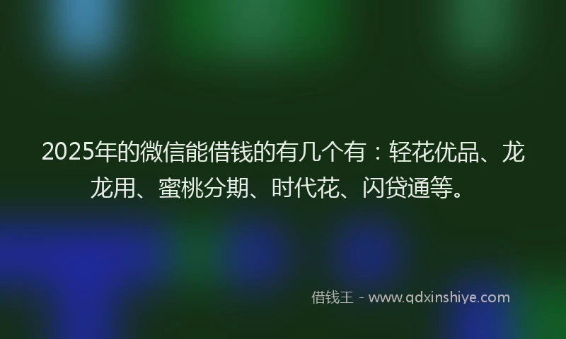 2025年的微信能借钱的有几个有：轻花优品、龙龙用、蜜桃分期、时代花、闪贷通等。