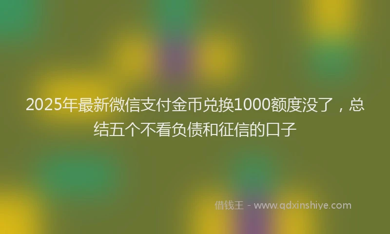 2025年最新微信支付金币兑换1000额度没了，总结五个不看负债和征信的口子