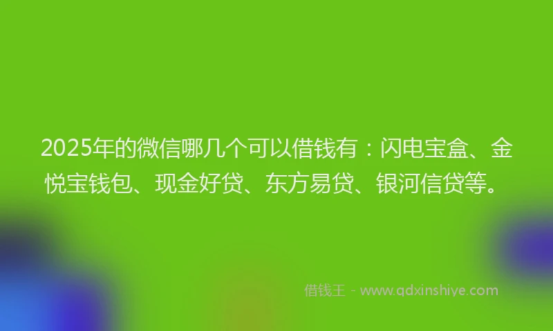 2025年的微信哪几个可以借钱有：闪电宝盒、金悦宝钱包、现金好贷、东方易贷、银河信贷等。