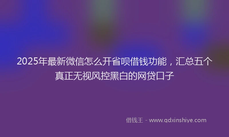 2025年最新微信怎么开省呗借钱功能，汇总五个真正无视风控黑白的网贷口子