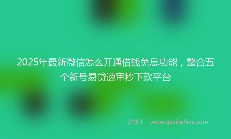 2025年最新微信怎么开通借钱免息功能，整合五个新号易贷速审秒下款平台