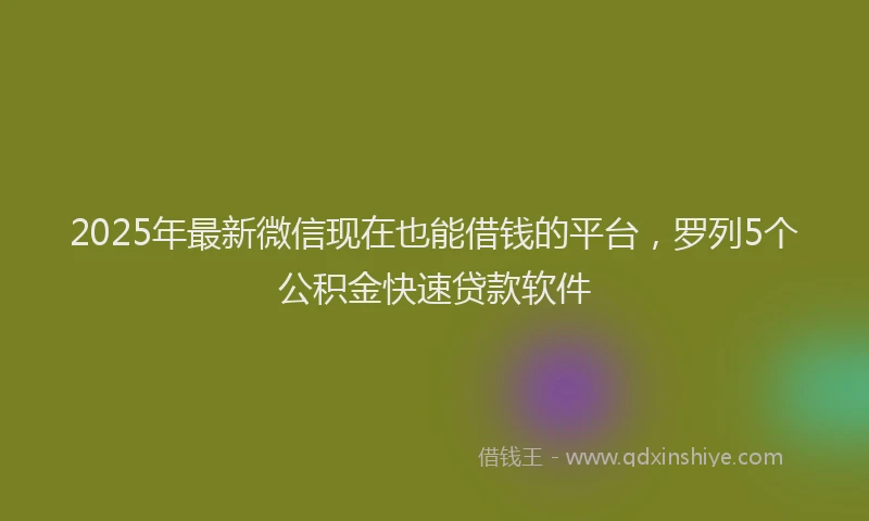 2025年最新微信现在也能借钱的平台，罗列5个公积金快速贷款软件