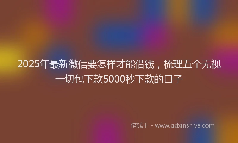2025年最新微信要怎样才能借钱，梳理五个无视一切包下款5000秒下款的口子