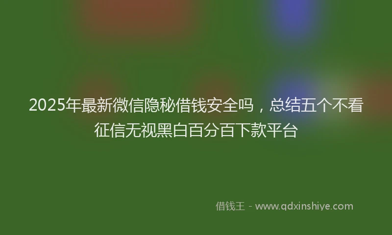 2025年最新微信隐秘借钱安全吗，总结五个不看征信无视黑白百分百下款平台
