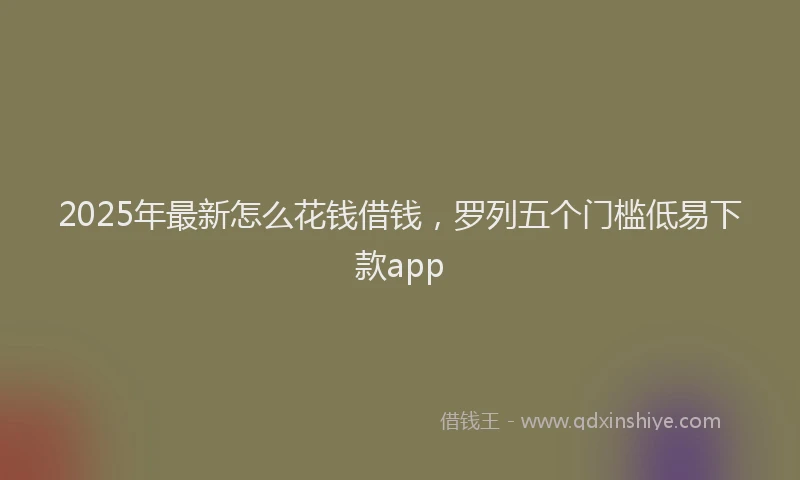 2025年最新怎么花钱借钱，罗列五个门槛低易下款app