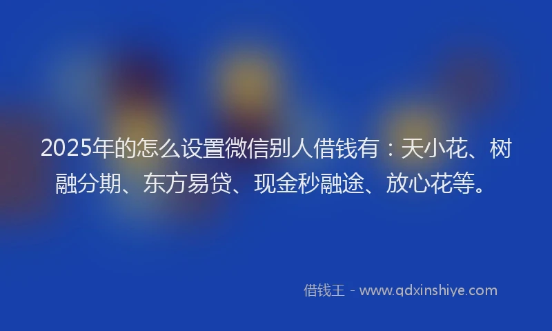 2025年的怎么设置微信别人借钱有：天小花、树融分期、东方易贷、现金秒融途、放心花等。
