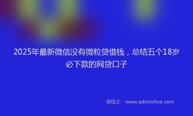 2025年最新微信没有微粒贷借钱，总结五个18岁必下款的网贷口子