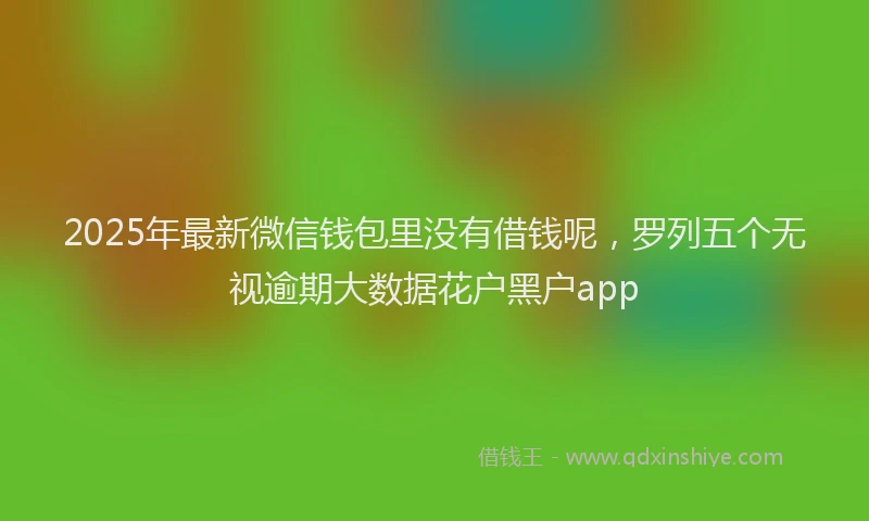 2025年最新微信钱包里没有借钱呢，罗列五个无视逾期大数据花户黑户app
