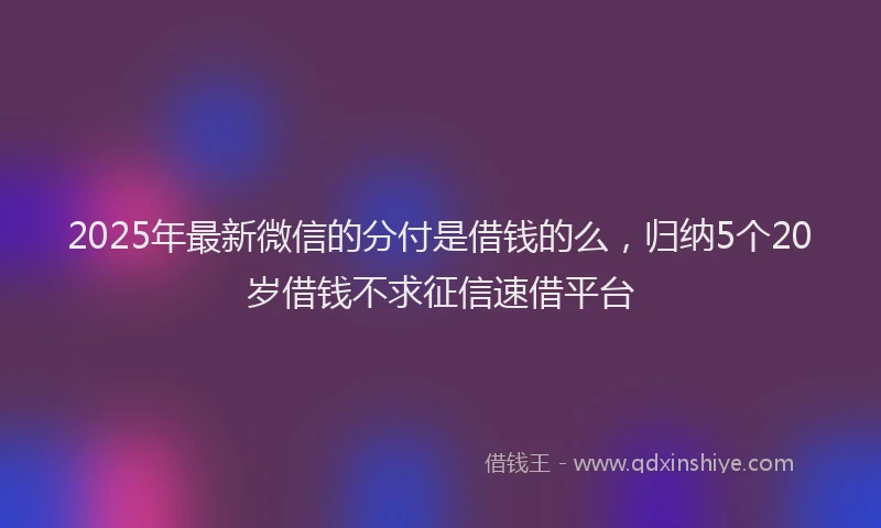 2025年最新微信的分付是借钱的么，归纳5个20岁借钱不求征信速借平台