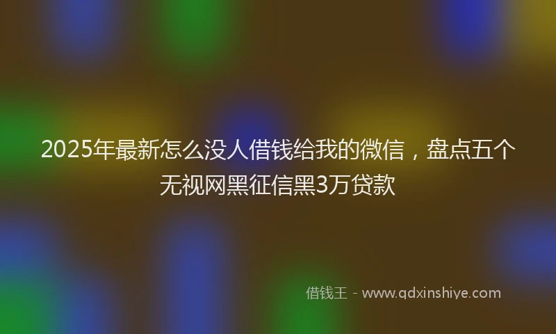 2025年最新怎么没人借钱给我的微信，盘点五个无视网黑征信黑3万贷款