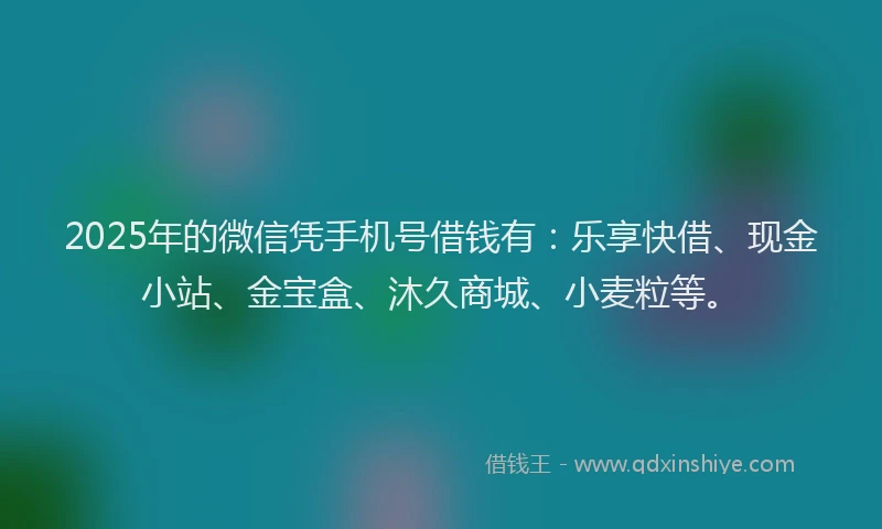 2025年的微信凭手机号借钱有：乐享快借、现金小站、金宝盒、沐久商城、小麦粒等。
