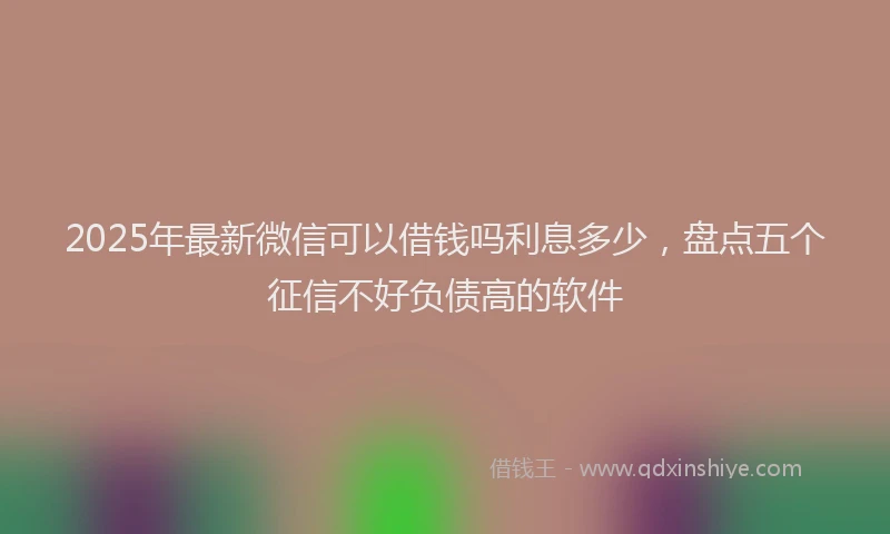 2025年最新微信可以借钱吗利息多少，盘点五个征信不好负债高的软件
