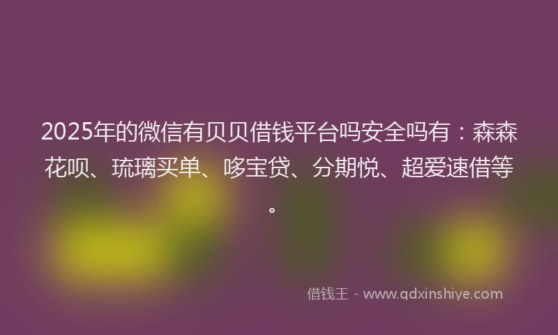 2025年的微信有贝贝借钱平台吗安全吗有：森森花呗、琉璃买单、哆宝贷、分期悦、超爱速借等。