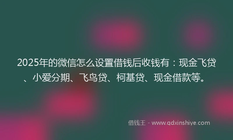 2025年的微信怎么设置借钱后收钱有：现金飞贷、小爱分期、飞鸟贷、柯基贷、现金借款等。