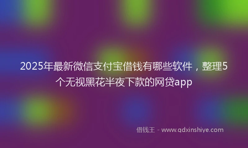2025年最新微信支付宝借钱有哪些软件，整理5个无视黑花半夜下款的网贷app