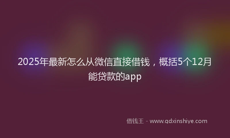 2025年最新怎么从微信直接借钱，概括5个12月能贷款的app