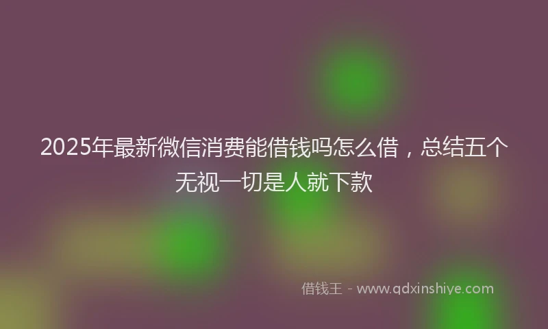 2025年最新微信消费能借钱吗怎么借，总结五个无视一切是人就下款
